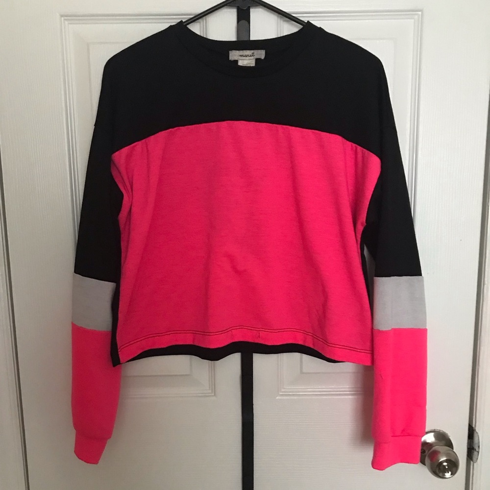 Hot Pink/Black/White Crop Top Pullover.